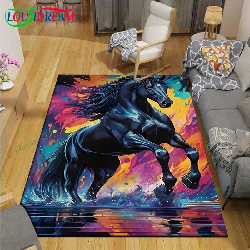 3D Horse Painting Carpet Anti Slip Living Room Rug