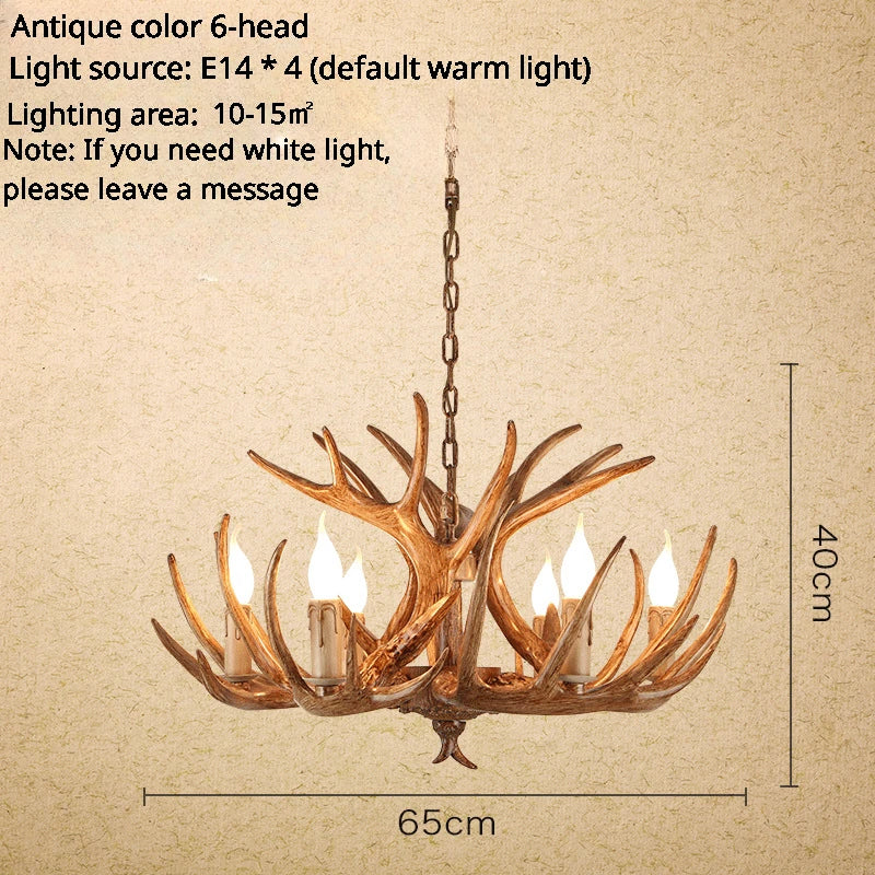 Deer Antler Lamp With Lampshade Resin Indoor Home Decor