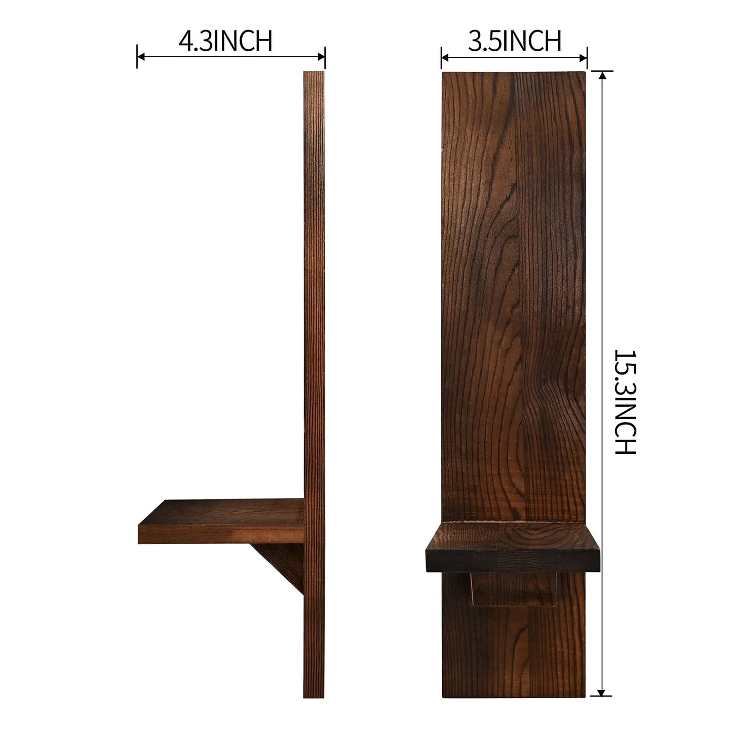 Rustic Wooden Wall Candle Sconces Set