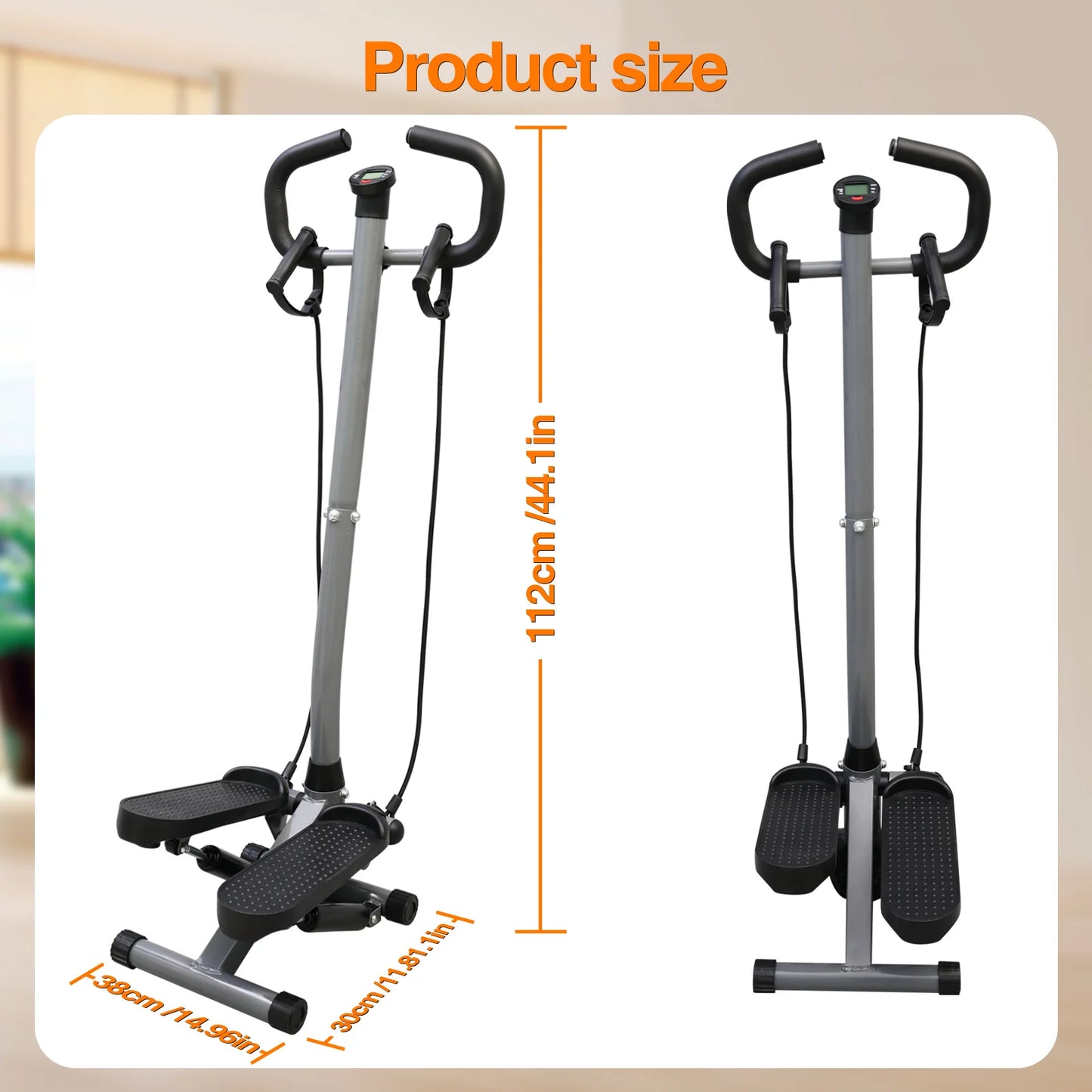 Multifunctional Exercise Stepper Machine With LCD Monitor And Resistance Bands