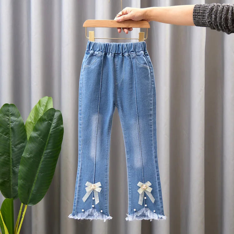 YSUBEST Girls Jeans Bell Bottoms For Spring Autumn Casual Kids