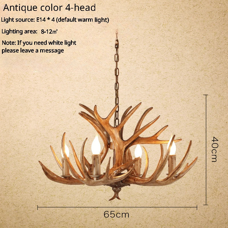 Deer Antler Lamp With Lampshade Resin Indoor Home Decor