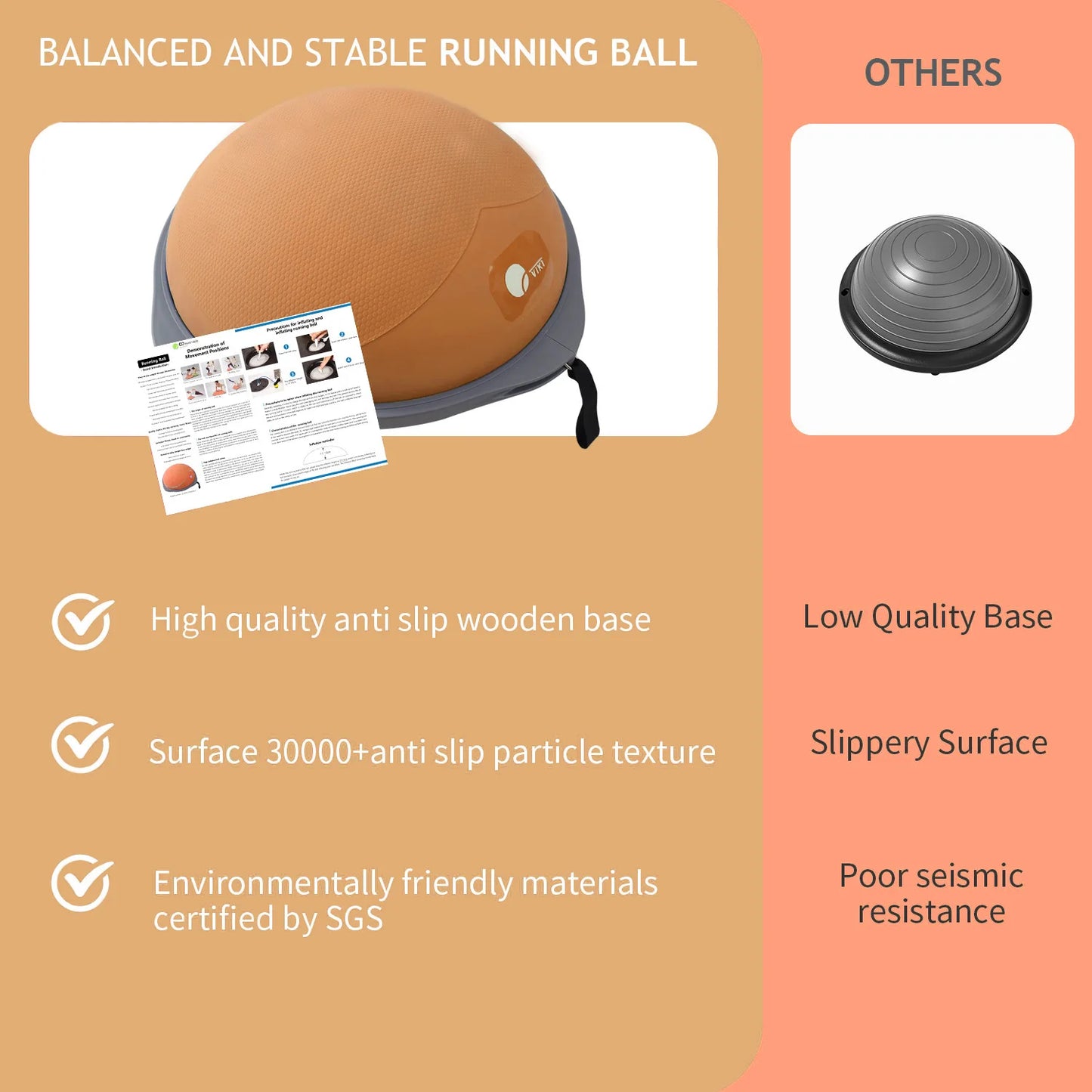 Home Yoga Balance Ball Half Ball Trainer For Core Training