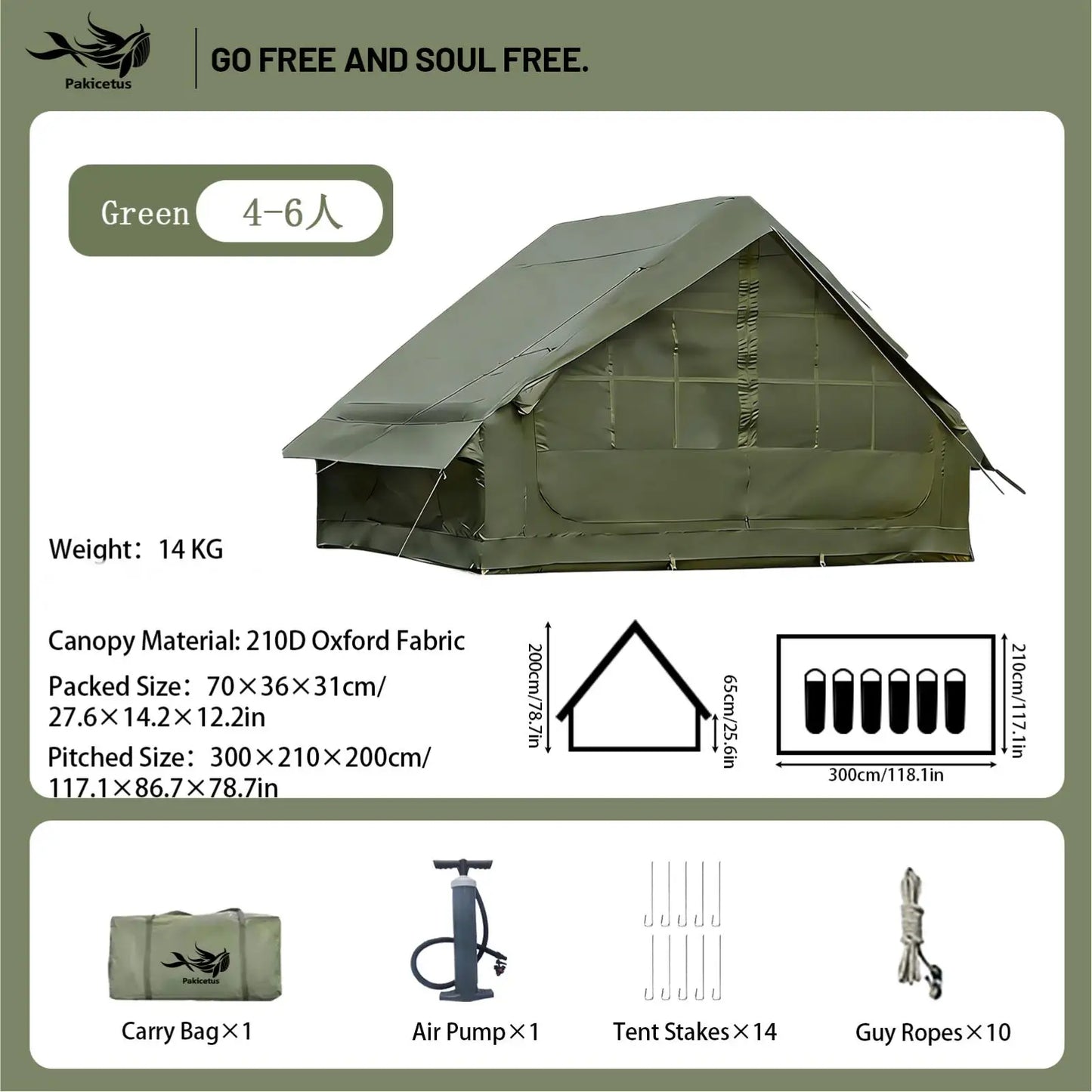 Pakicetus Quick Setup Inflatable Camping Tent With Carry Bag