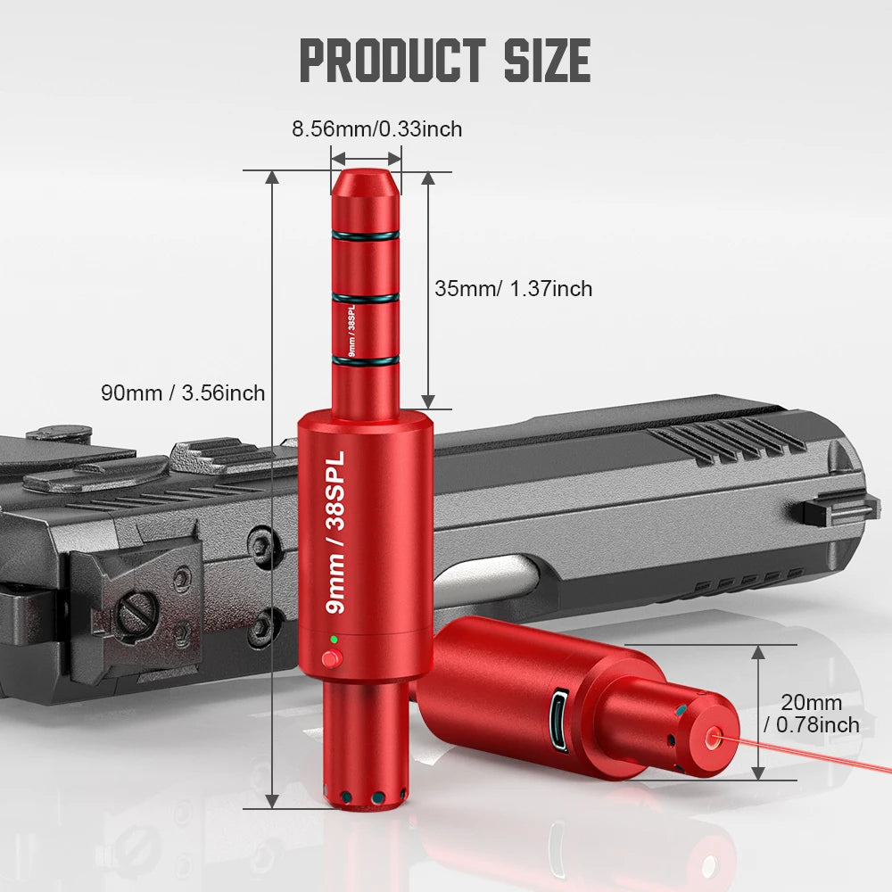 9MM Magnetic Suction Laser Training Bullet With Red Dot Laser