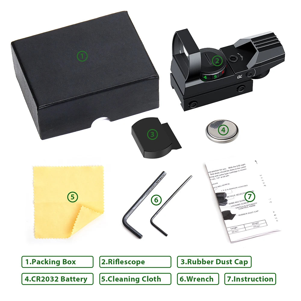 Bestsight Tactical Red Dot Sight 1x Reflex Scope Hunting Optics