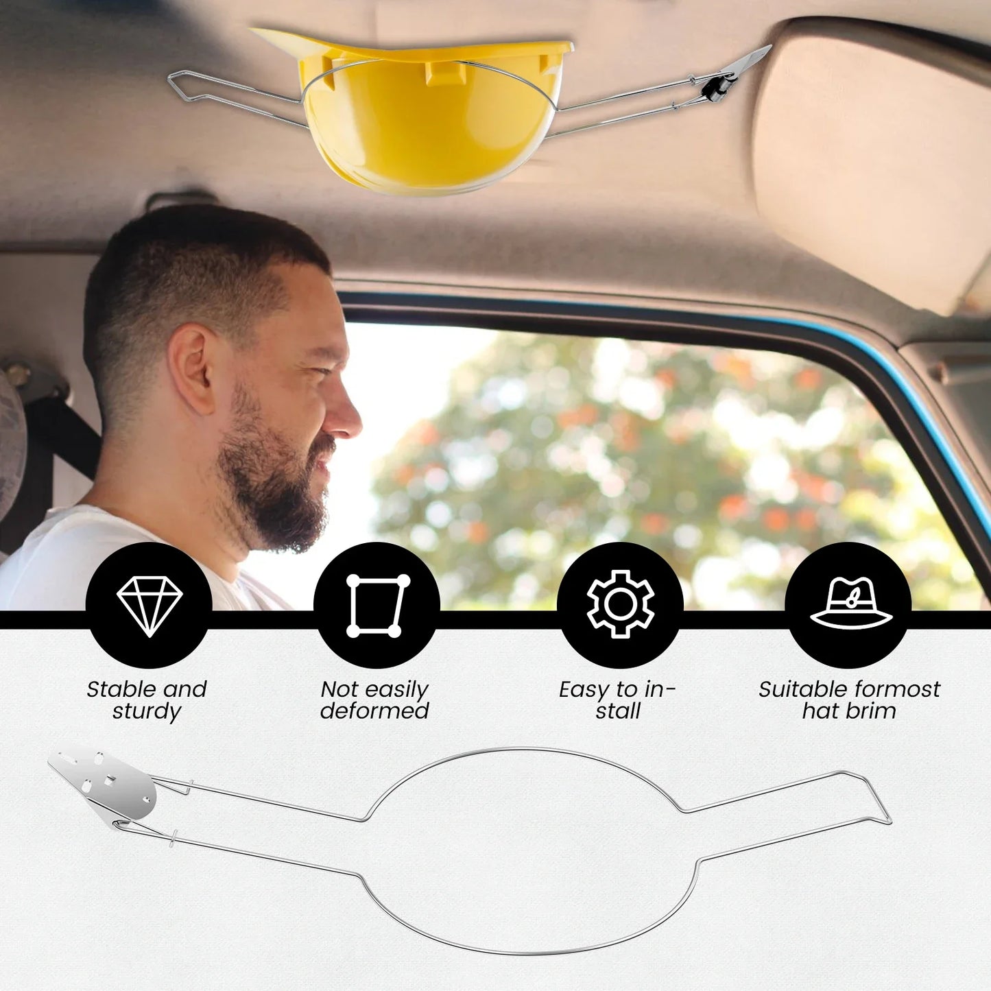 Stainless Steel Car Cowboy Hat Rack With Built In Spring Holder