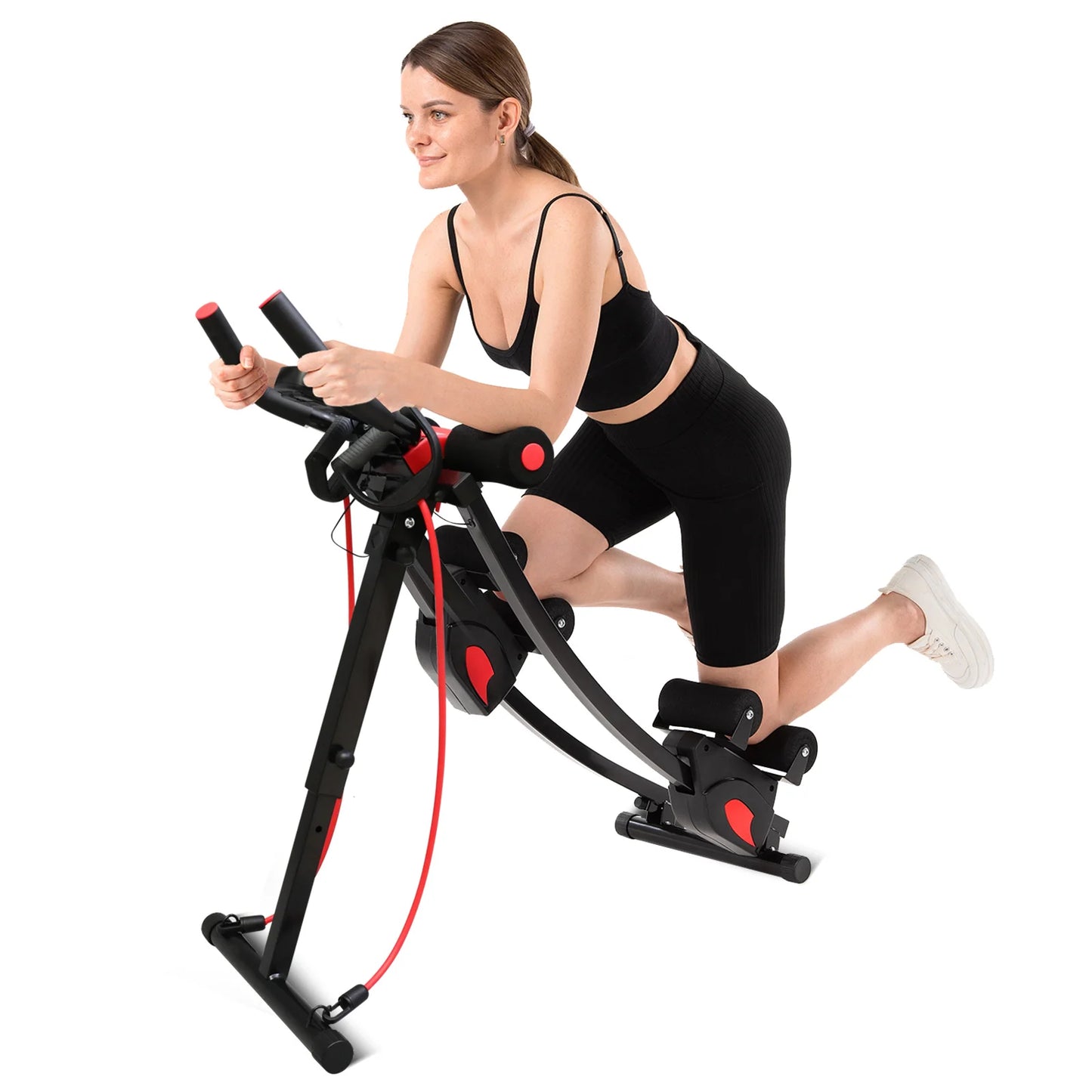 Adjustable Abdominal Curling Exercise Machine Dual Track Foldable Home Gym