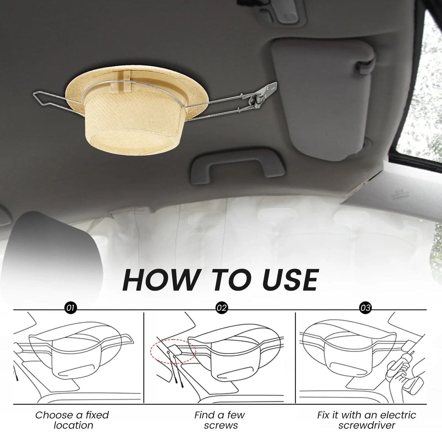 Stainless Steel Car Cowboy Hat Rack With Built In Spring Holder