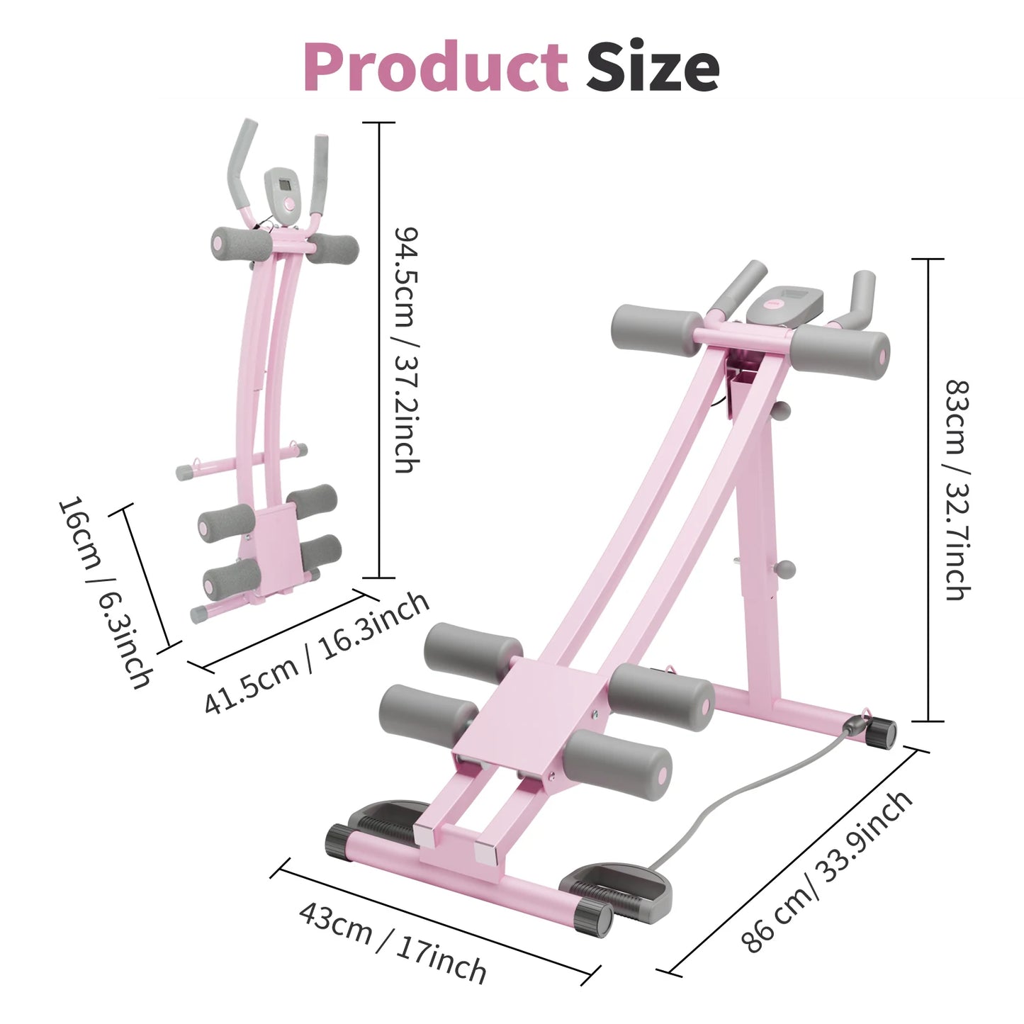 Adjustable Abdominal Curling Exercise Machine Dual Track Foldable Home Gym