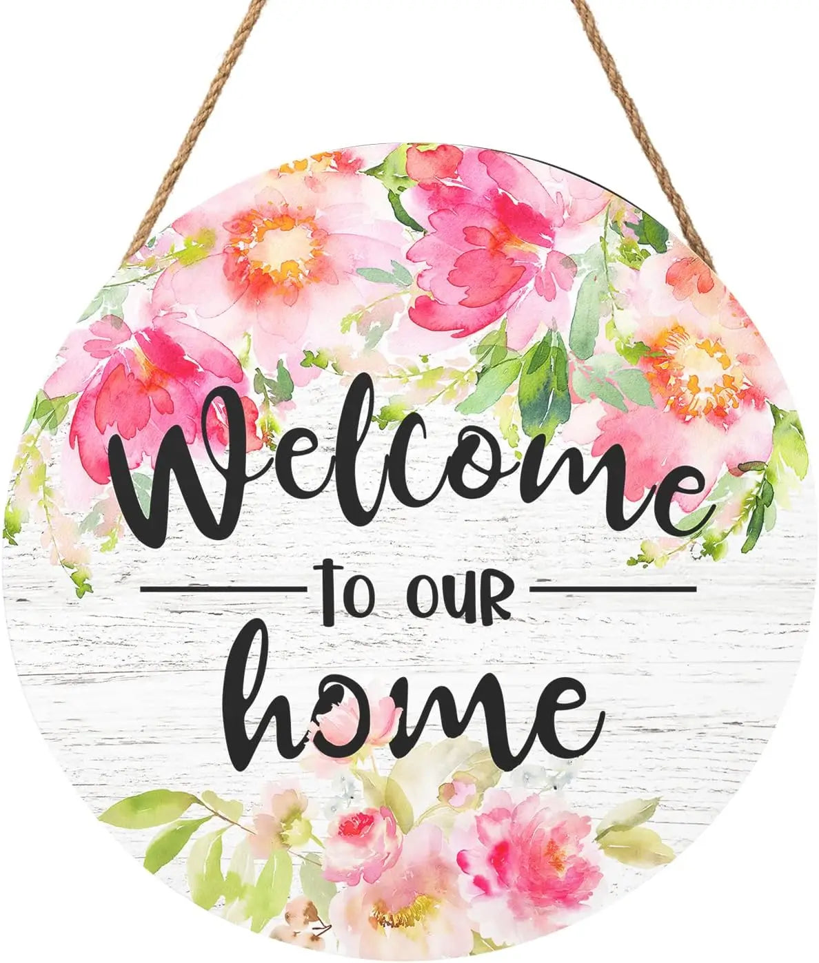 Spring Flowers Hummingbird Round Wooden Sign for Farmhouse Decor