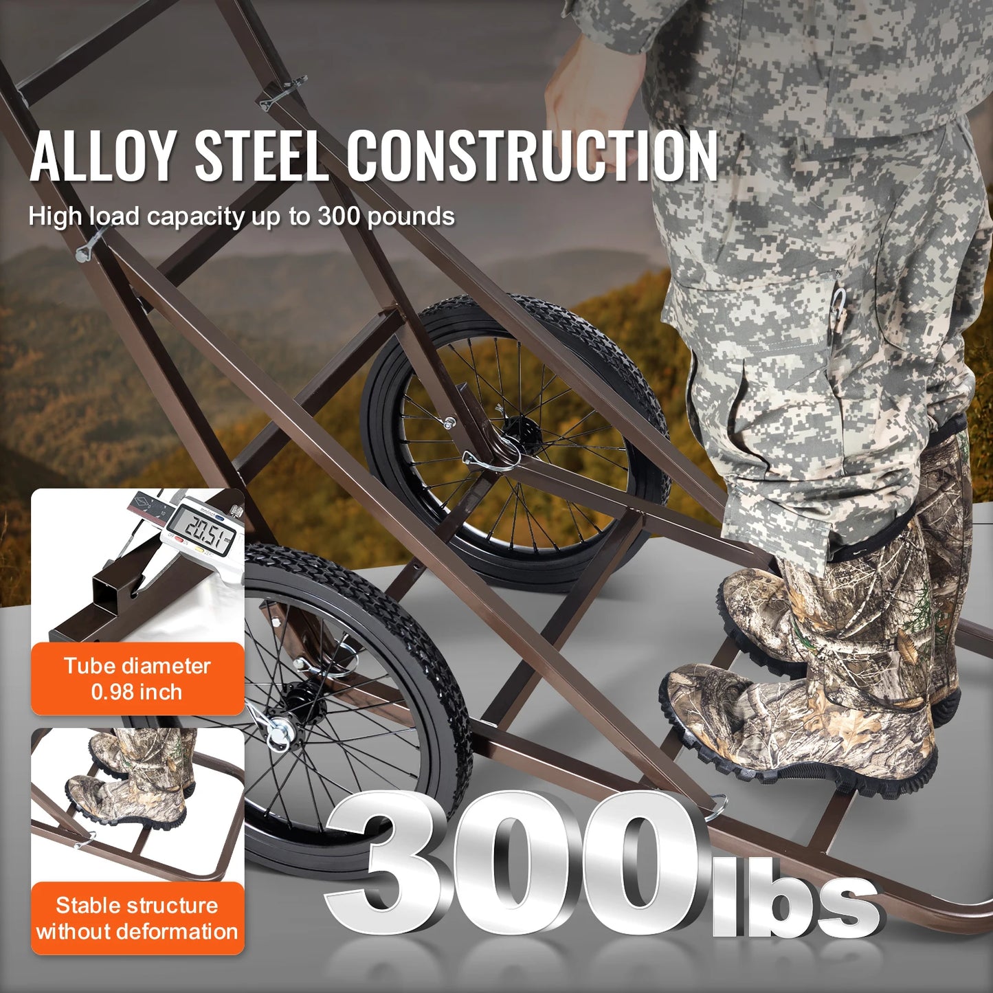 Deer Cart Folding 300 Lb Capacity Gear Dolly for Hunting