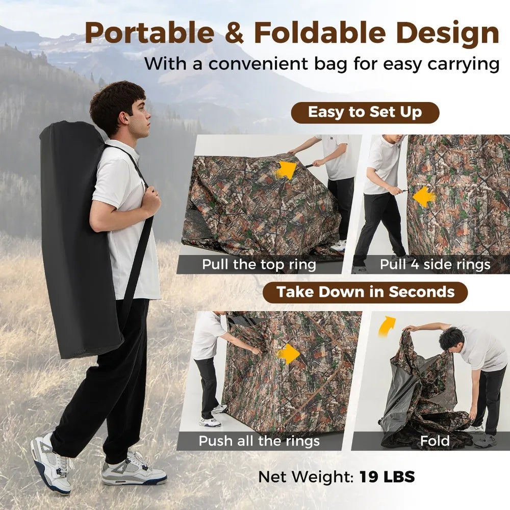 Camouflage Hunting Blind For 3-4 People With 270 Degree View