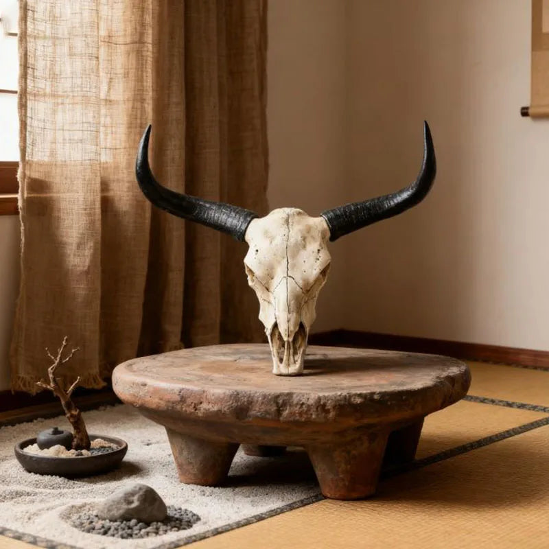Long Horn Bull Skull Wall Art Resin Western Rustic Decor