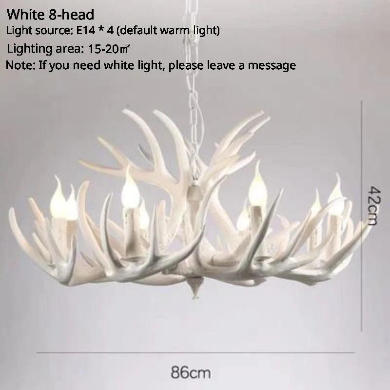 Deer Antler Lamp With Lampshade Resin Indoor Home Decor