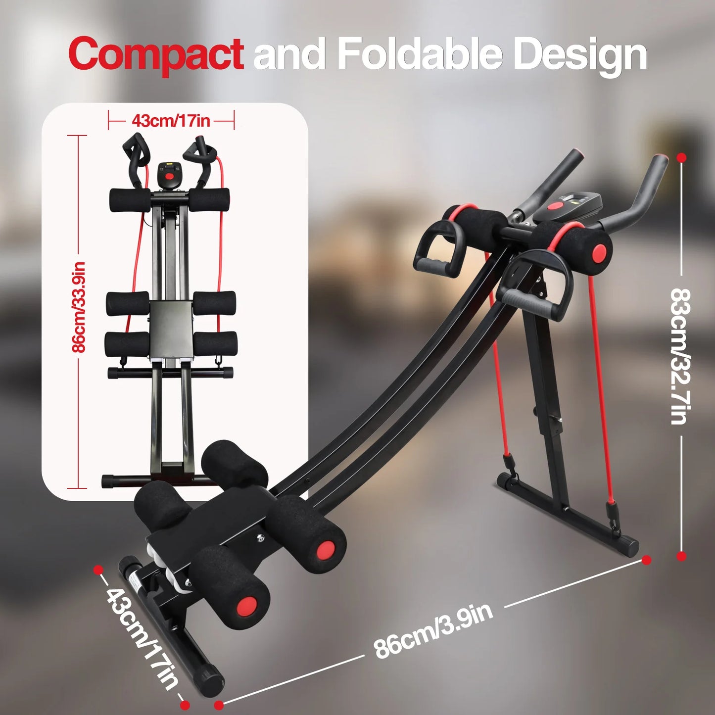 Adjustable Abdominal Curling Exercise Machine Dual Track Foldable Home Gym
