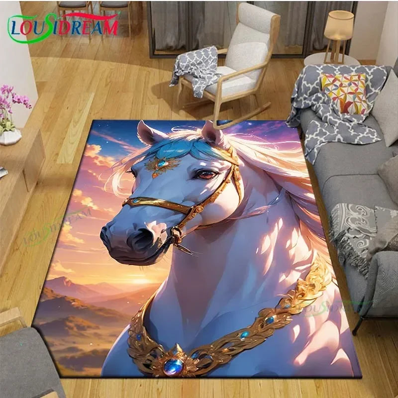 3D Horse Painting Carpet Anti Slip Living Room Rug