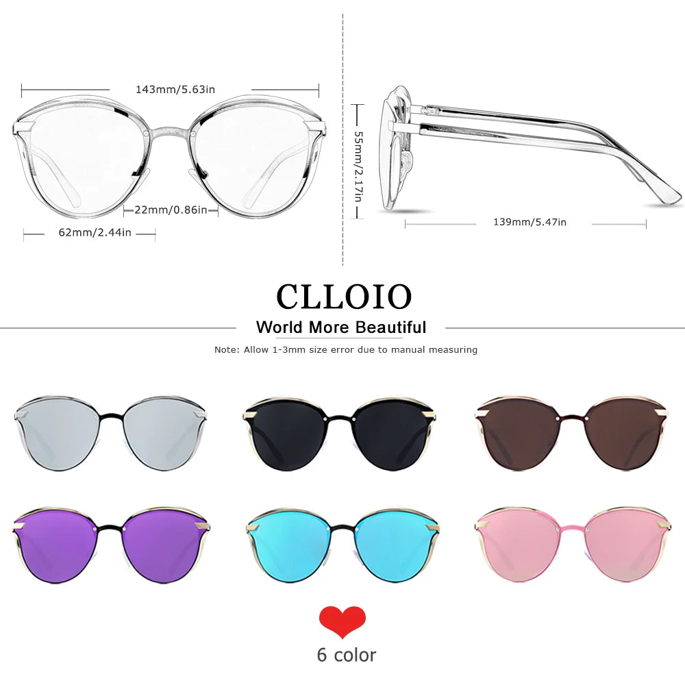 CLLOIO Polarized Sunglasses Women Cat Eye Driving Shades Luxury
