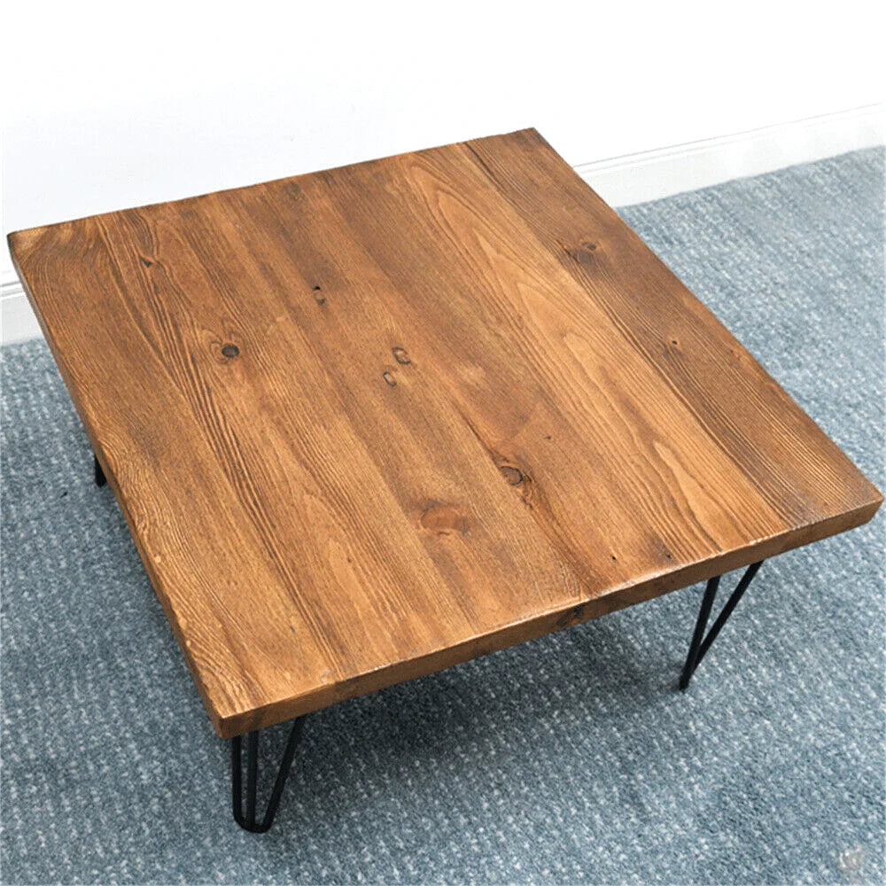 Rustic Square Pine Wood Coffee Table For Living Room Furniture