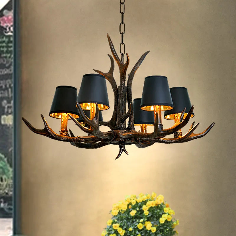 Deer Antler Lamp With Lampshade Resin Indoor Home Decor