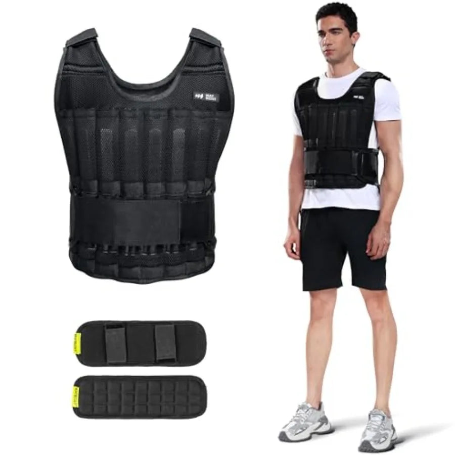 SHXI Adjustable Weight Vest For Men 20-60lb Steel Plates