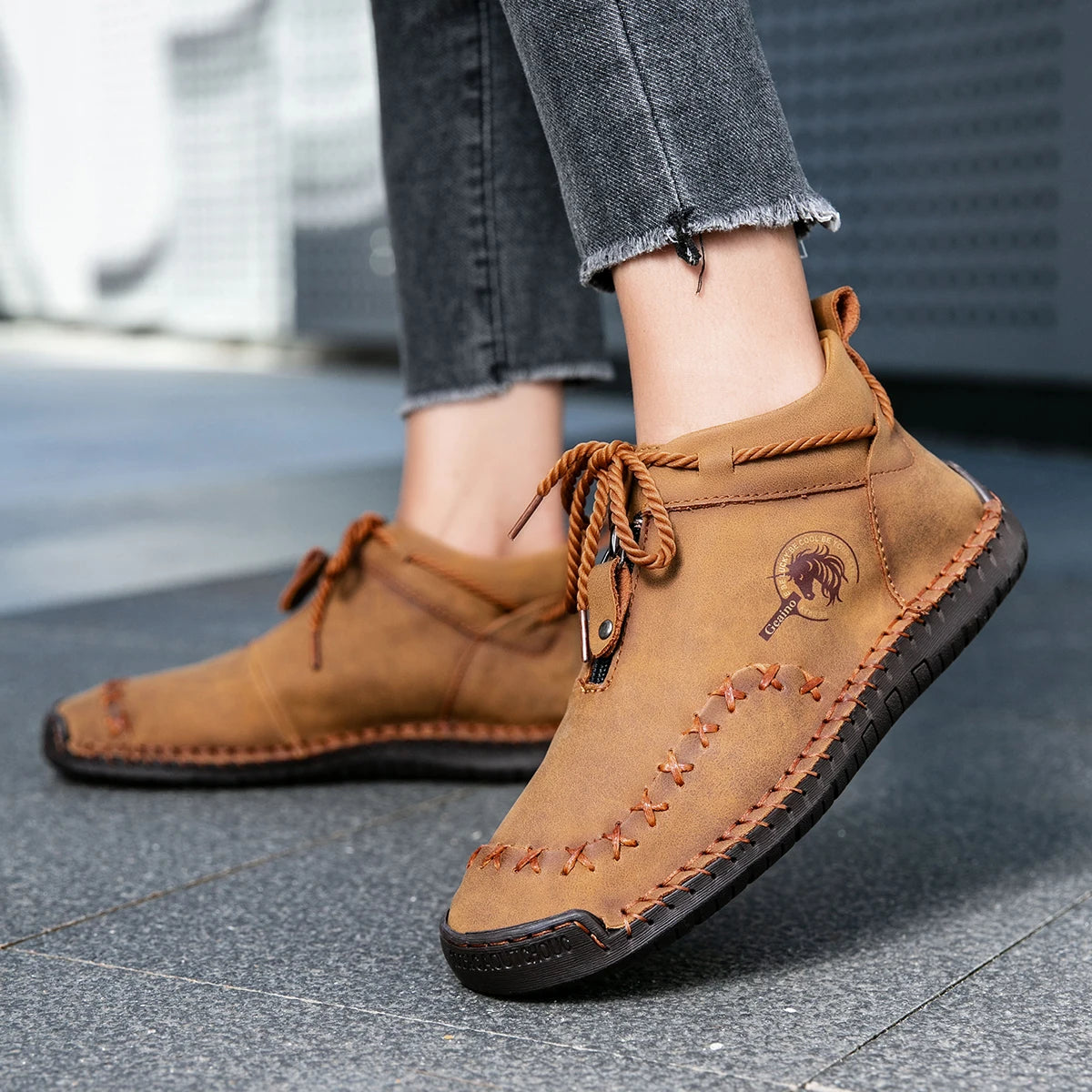 Western Chic Handmade Leather Ankle Boots For Women