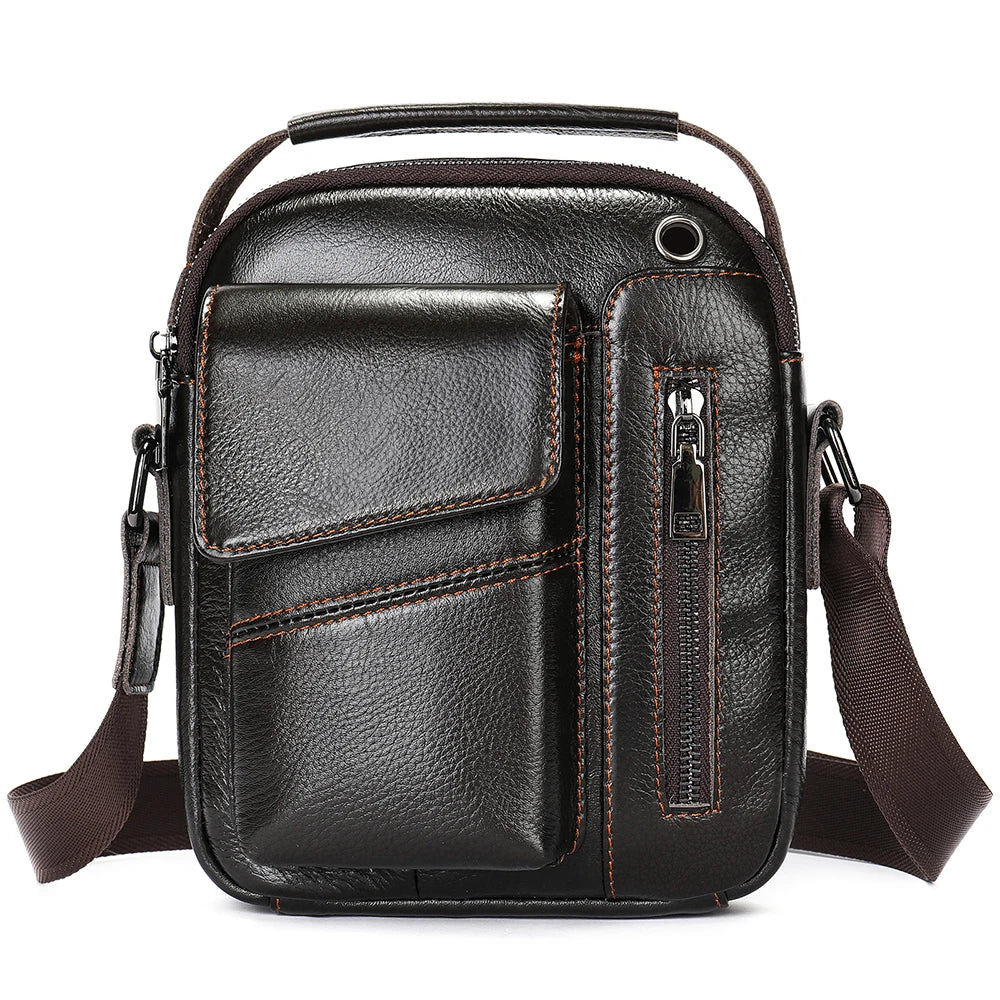 WESTAL Crazy Horse Leather Messenger Bag for Men USB Charging