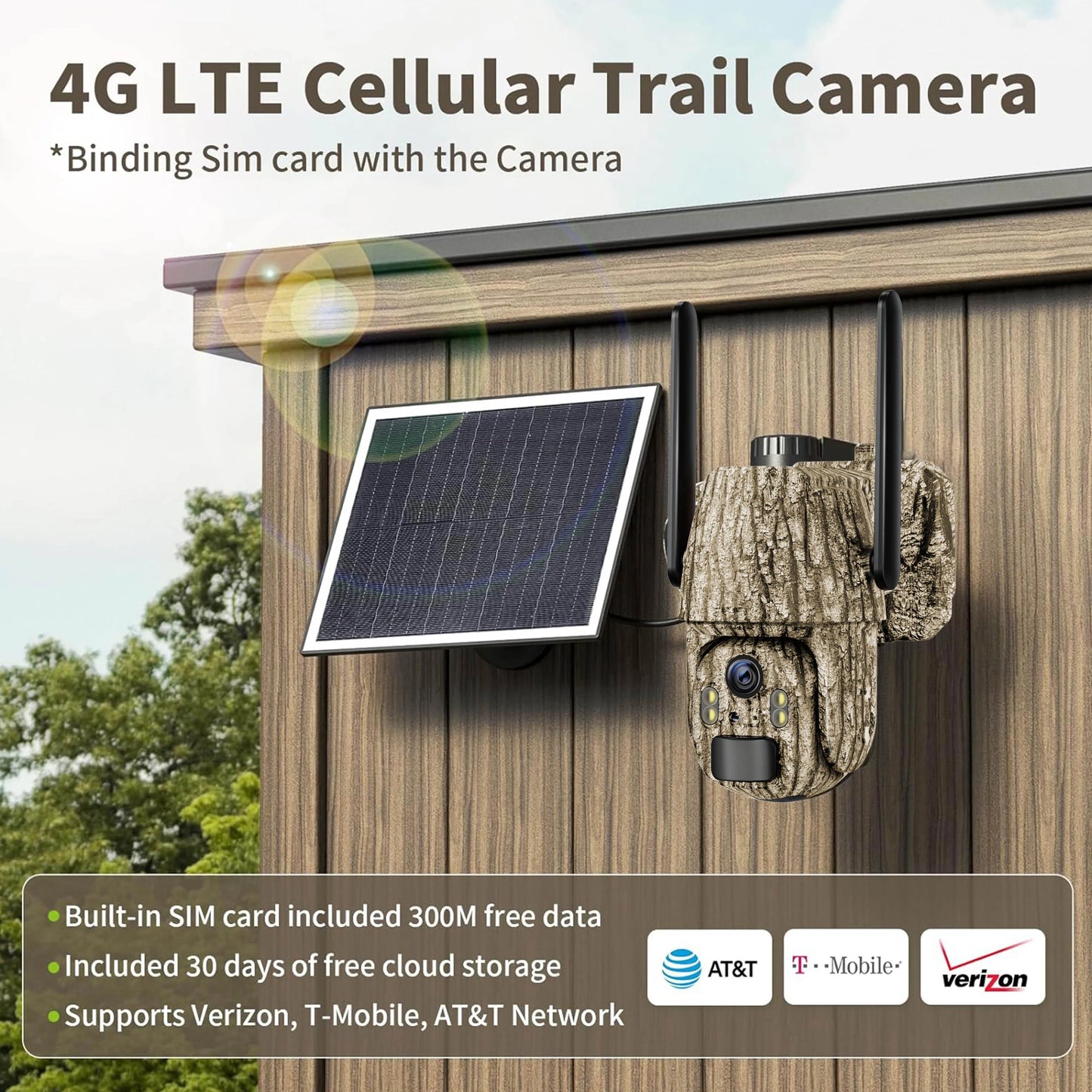 4G LTE Solar Trail Camera 360 Live View 2K HD Cellular Data