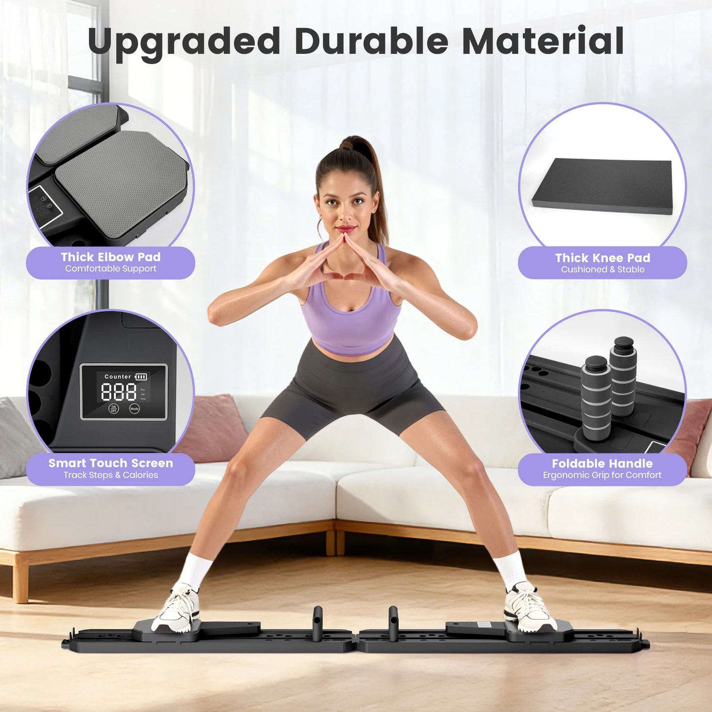 Portable Pilates Board Push Up Ski Balance Board Core Timer
