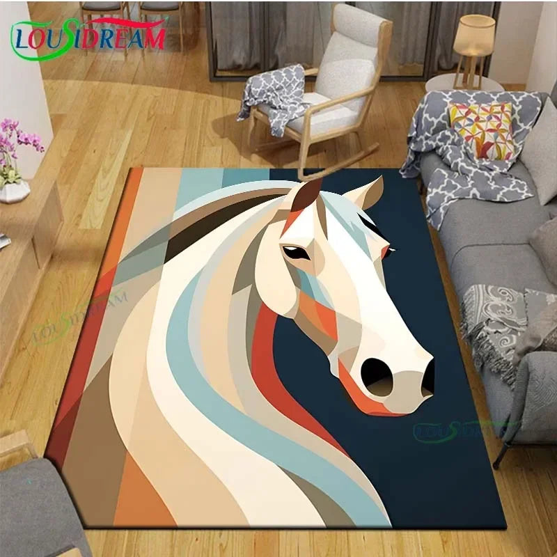 3D Horse Painting Carpet Anti Slip Living Room Rug