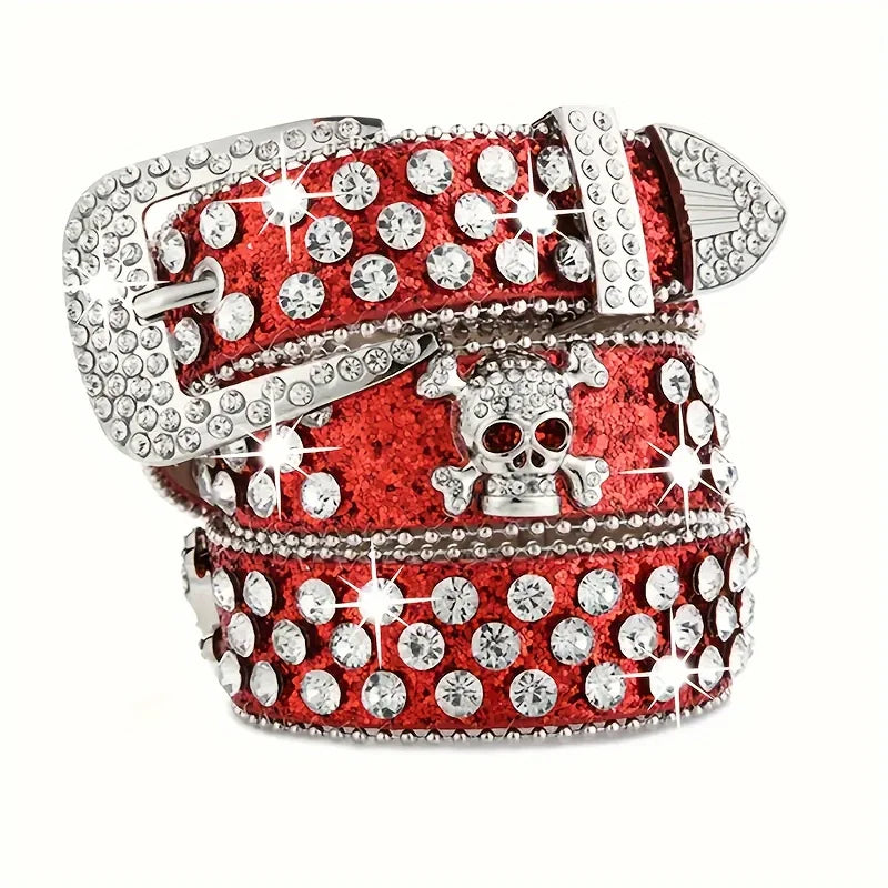 Rhinestone Western Cowgirl Belt PU Leather for Women