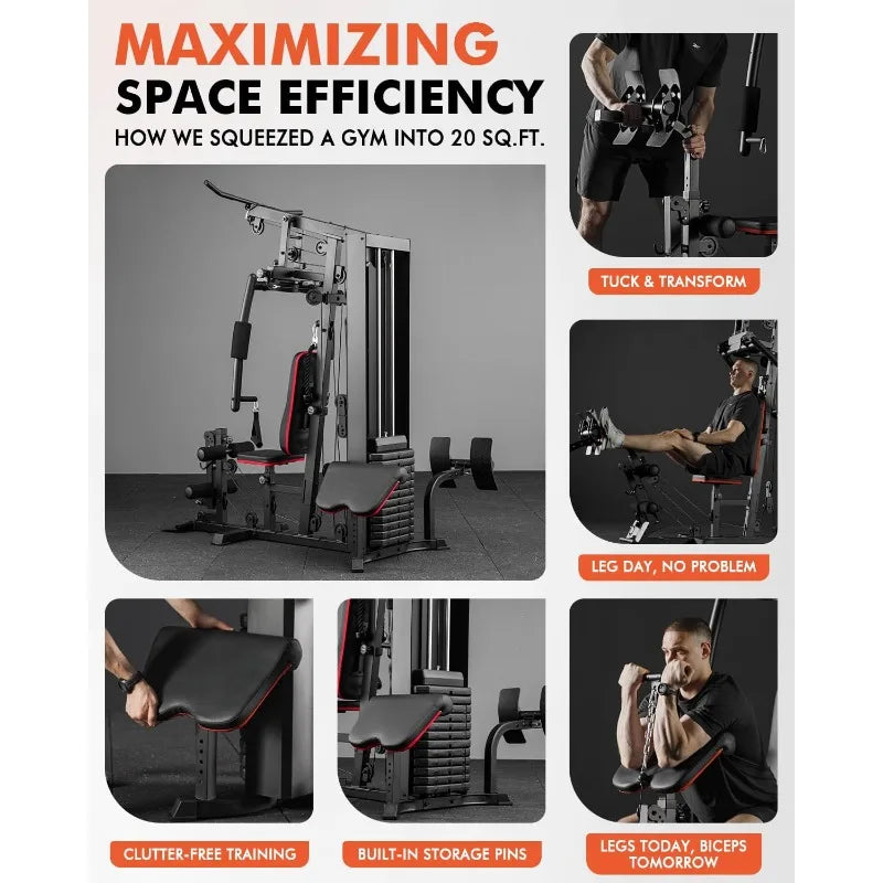 Multifunctional Home Gym Station With 150 LBS Weight Stack