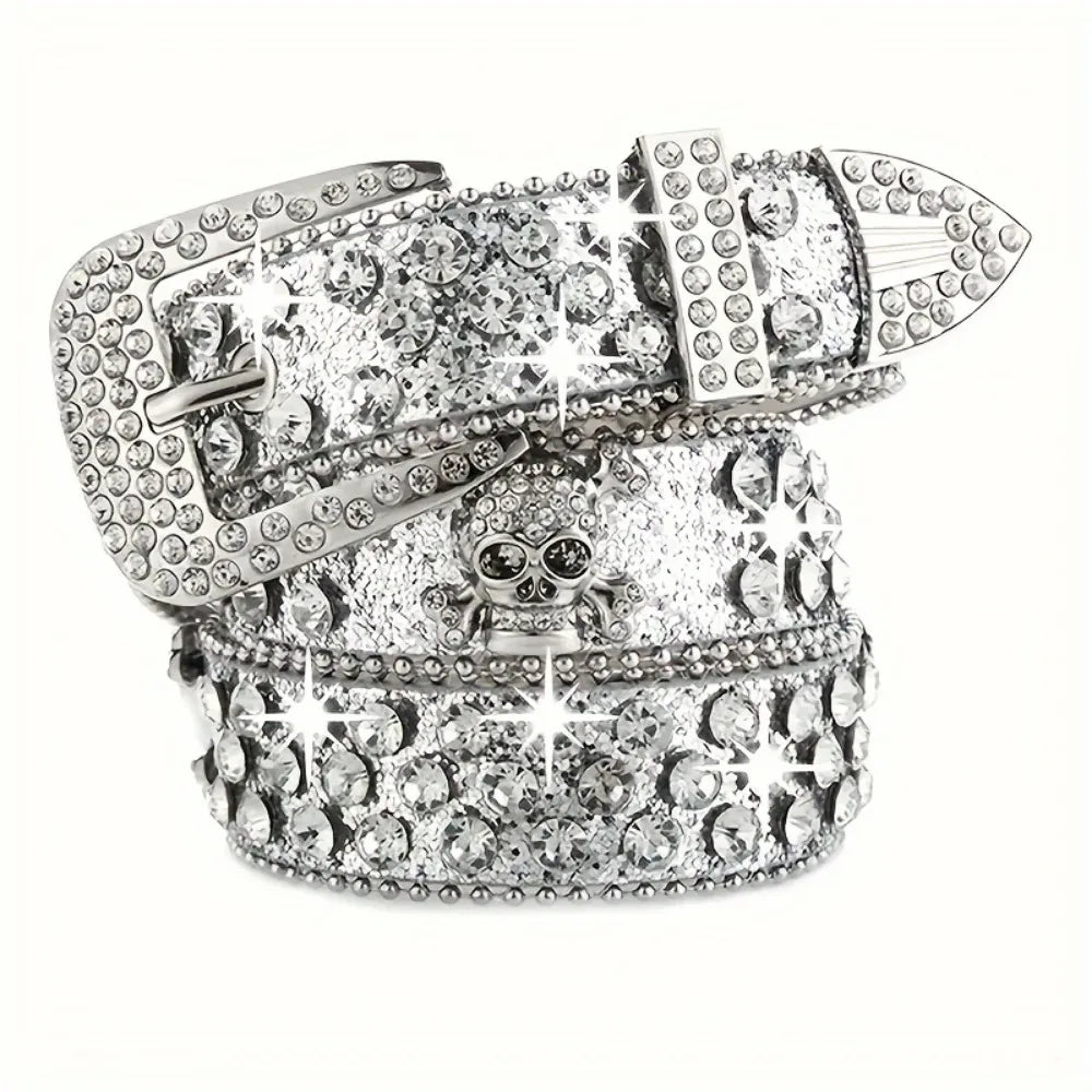 Rhinestone Western Cowgirl Belt PU Leather for Women