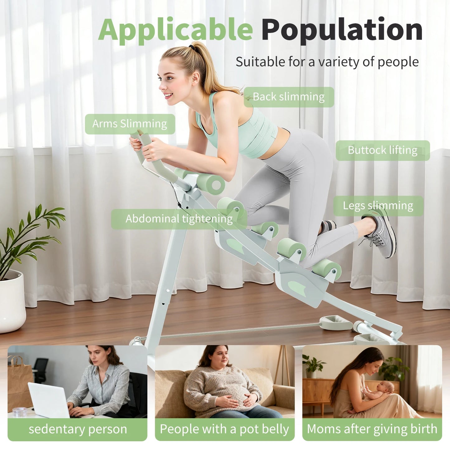 Adjustable Abdominal Curling Exercise Machine Dual Track Foldable Home Gym