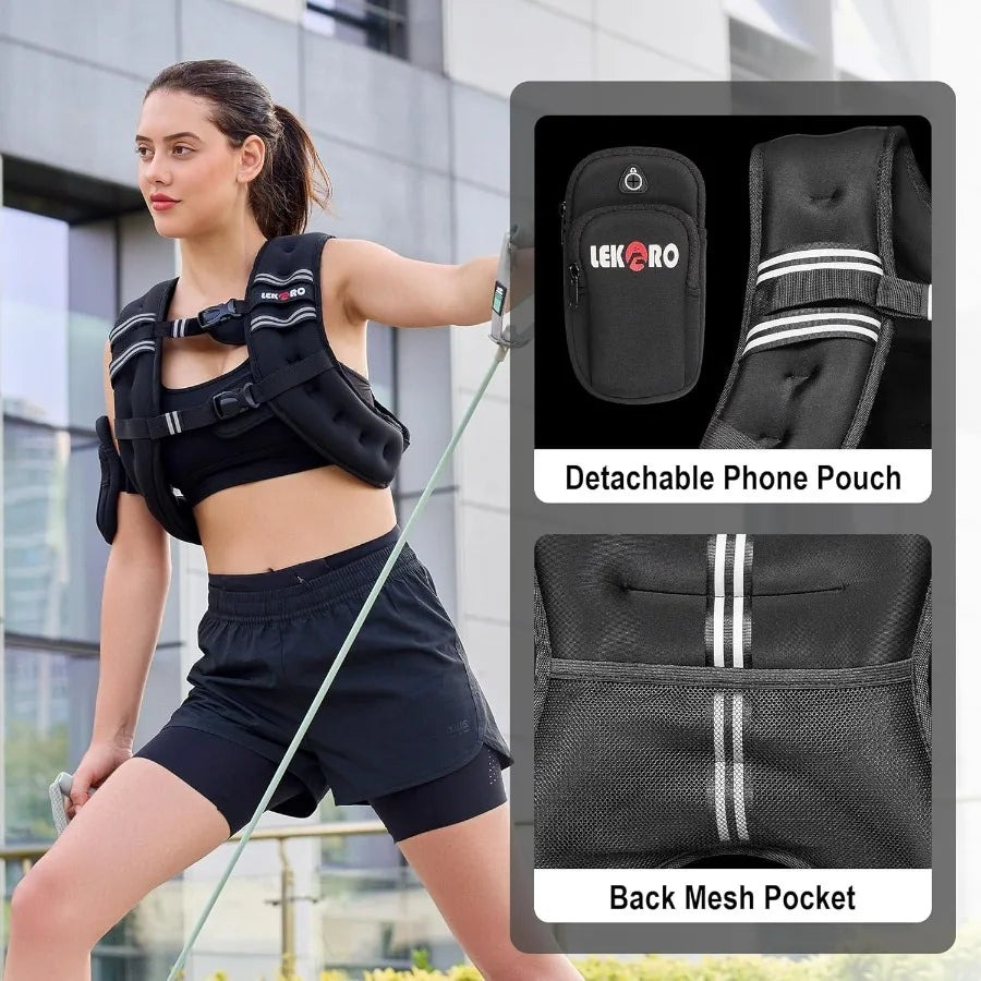 LISM Weighted Vest 8lb For Men Women Reflective Stripe Workout