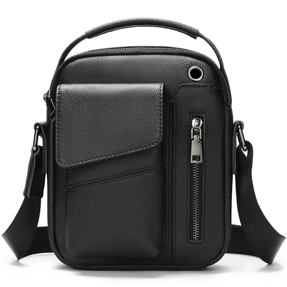WESTAL Crazy Horse Leather Messenger Bag for Men USB Charging