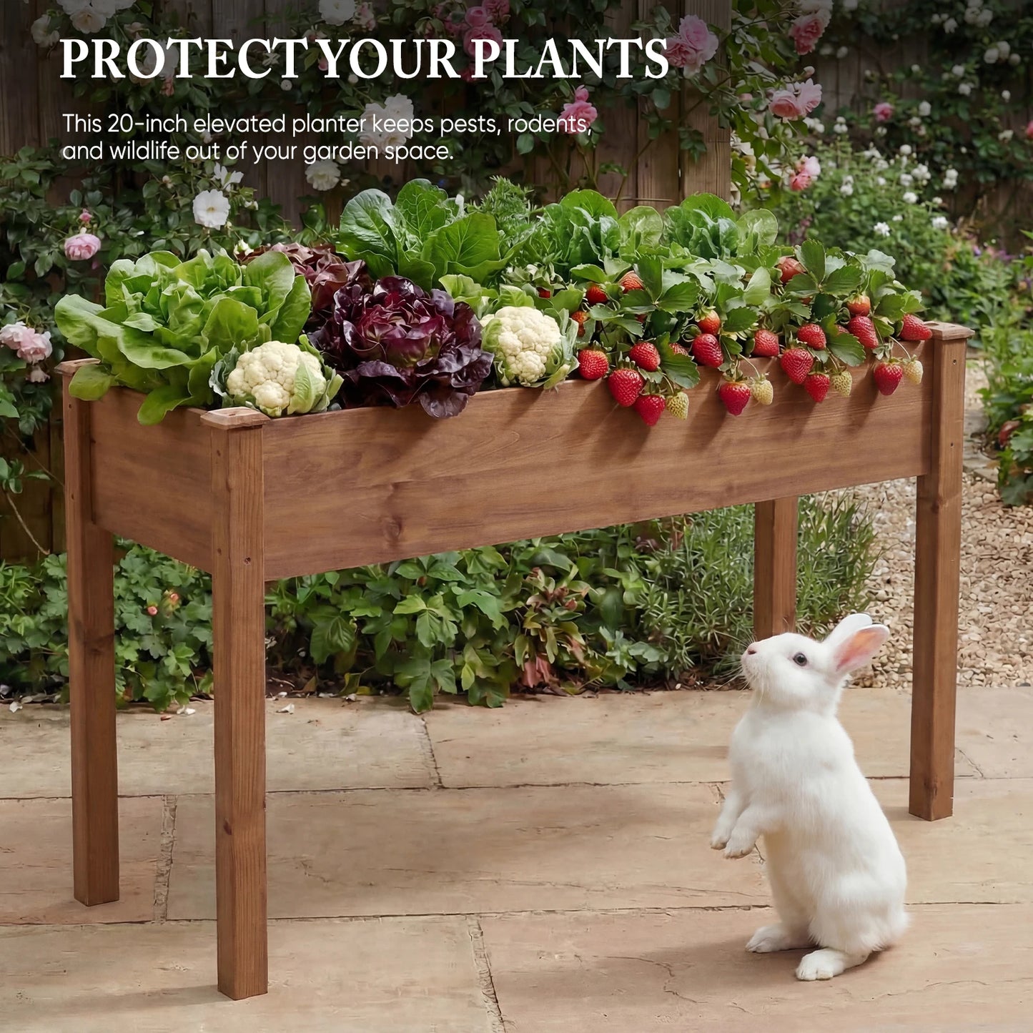 JHK Wood Planter Box Raised Garden Bed With Legs Herbs Vegetables