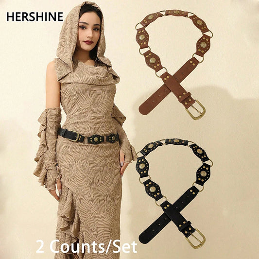 HERSHINE Patchwork Belt For Women Bohemian Western Style Accessory