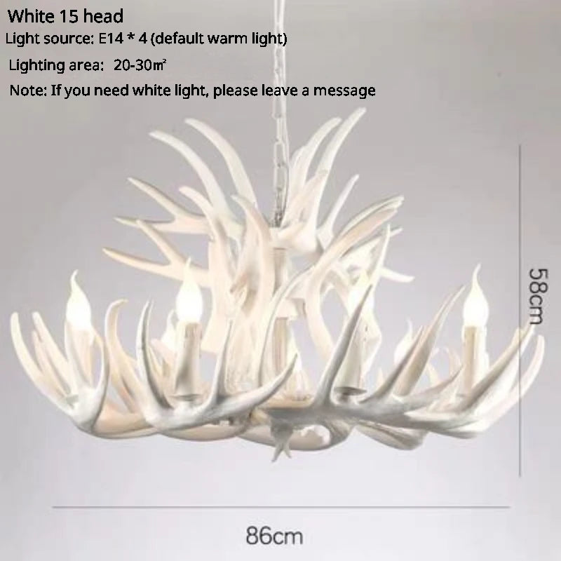 Deer Antler Lamp With Lampshade Resin Indoor Home Decor