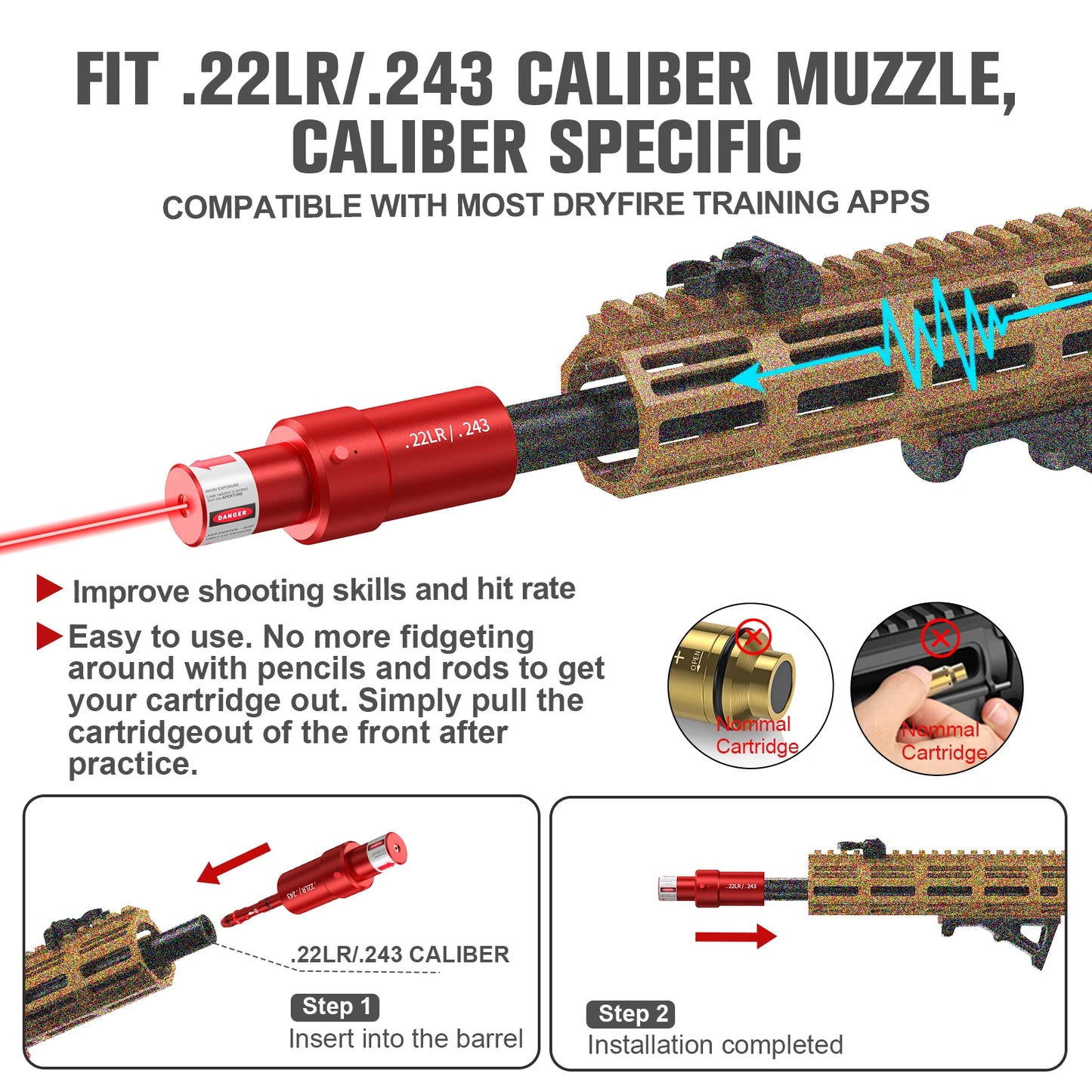 22LR Multifunctional Magnetic Red Green Light Trainer Dual Purpose