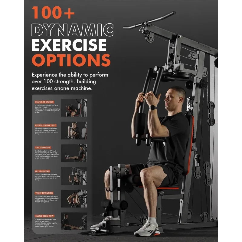 Multifunctional Home Gym Station With 150 LBS Weight Stack