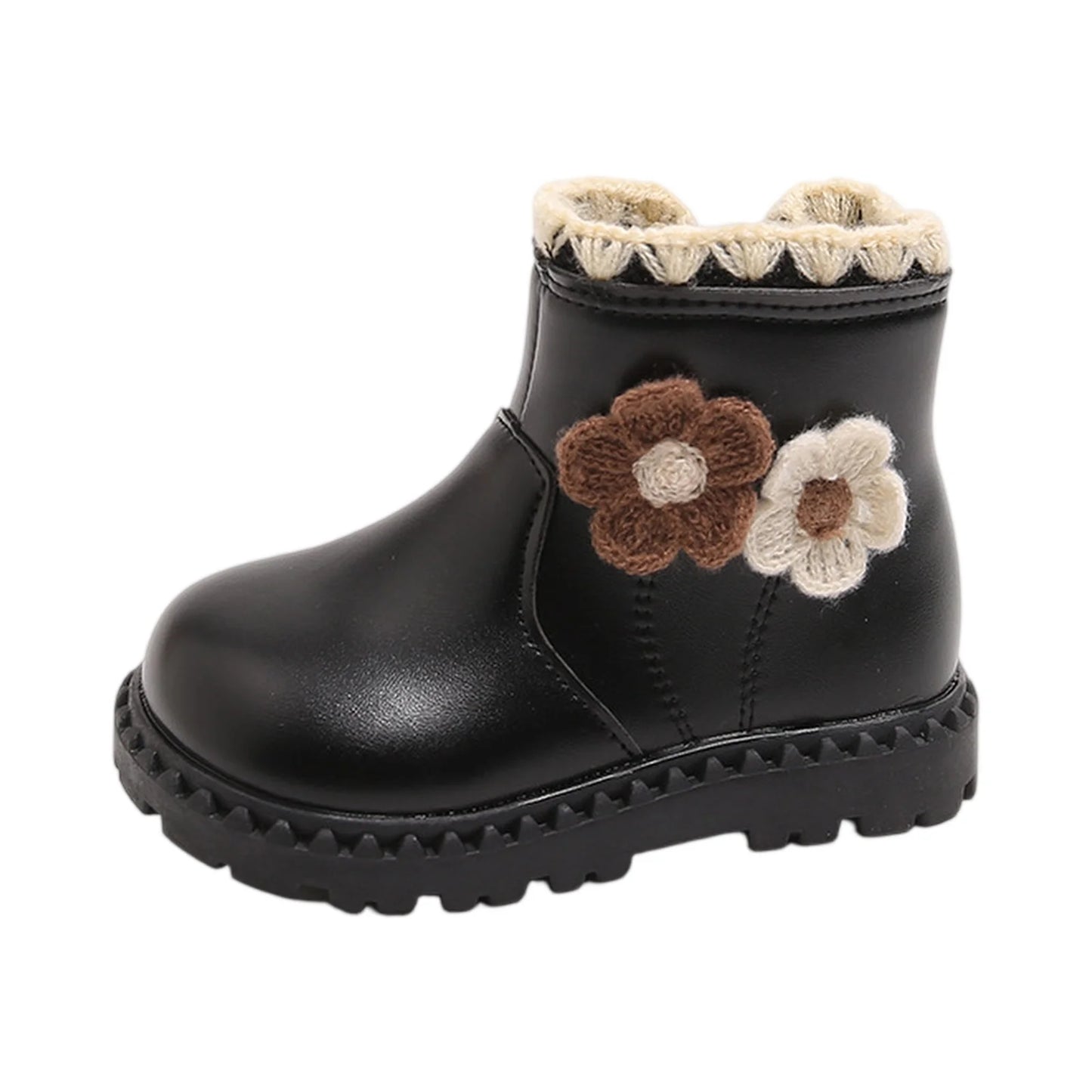 Girls Fleece Lined Winter Boots Zip Closure Rubber Sole