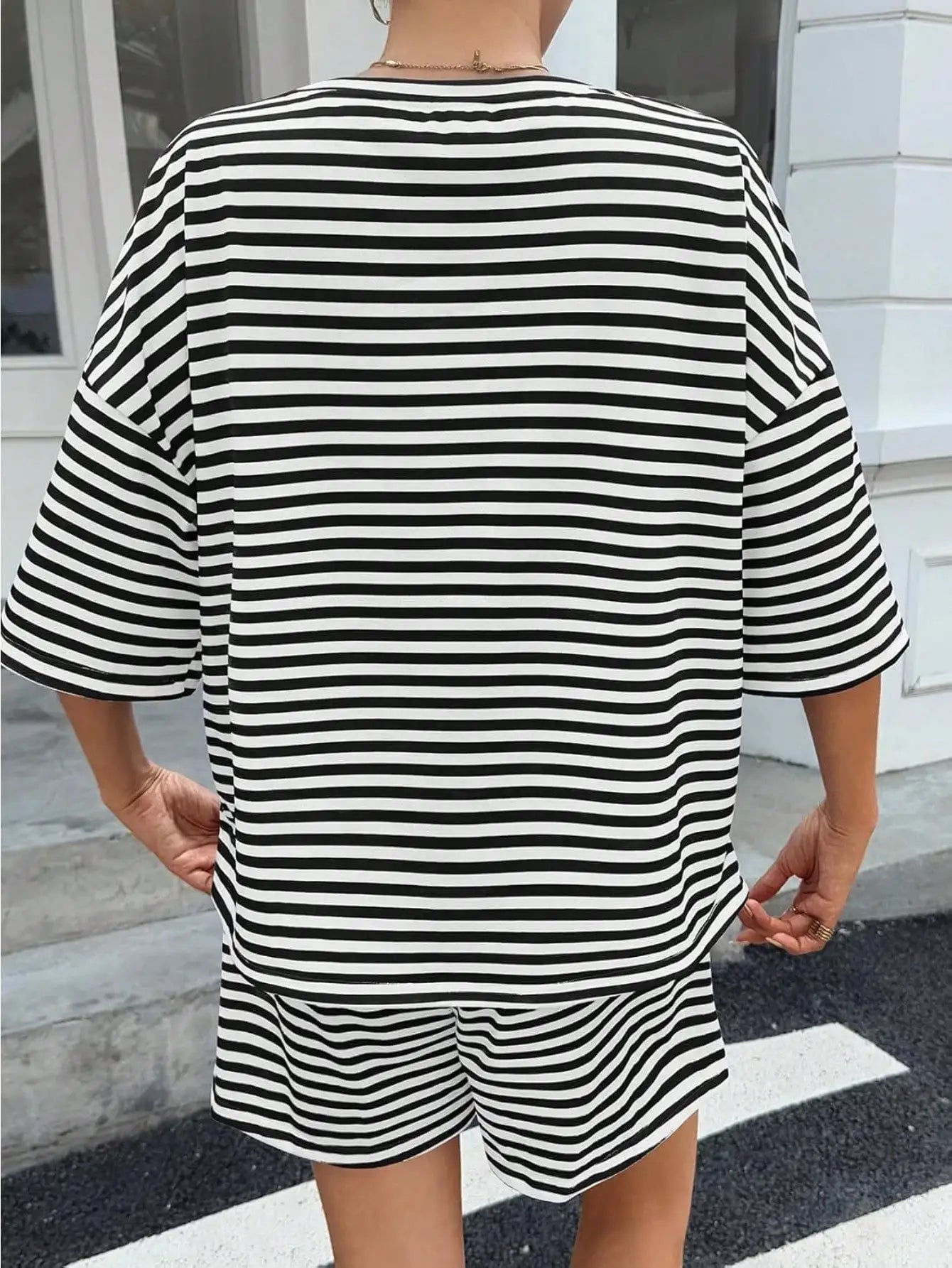 Fisoew Striped Athleisure 2 Piece Lounge Set For Women