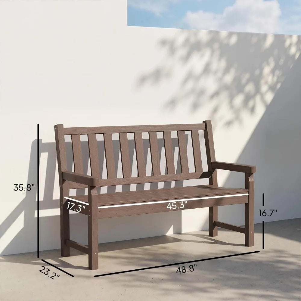 All Weather HDPE Garden Bench For Two With 528 Lbs Capacity